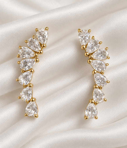 Earcuff  cristal de rocha de Gotas delicado