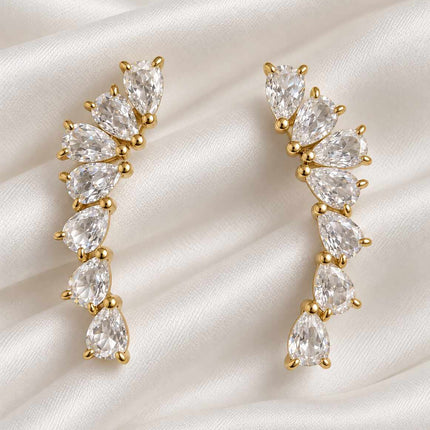 Earcuff  cristal de rocha de Gotas delicado