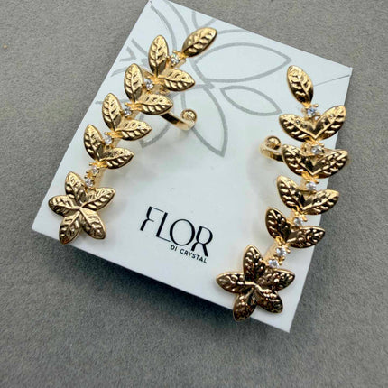 Earcuff Folhas dourado