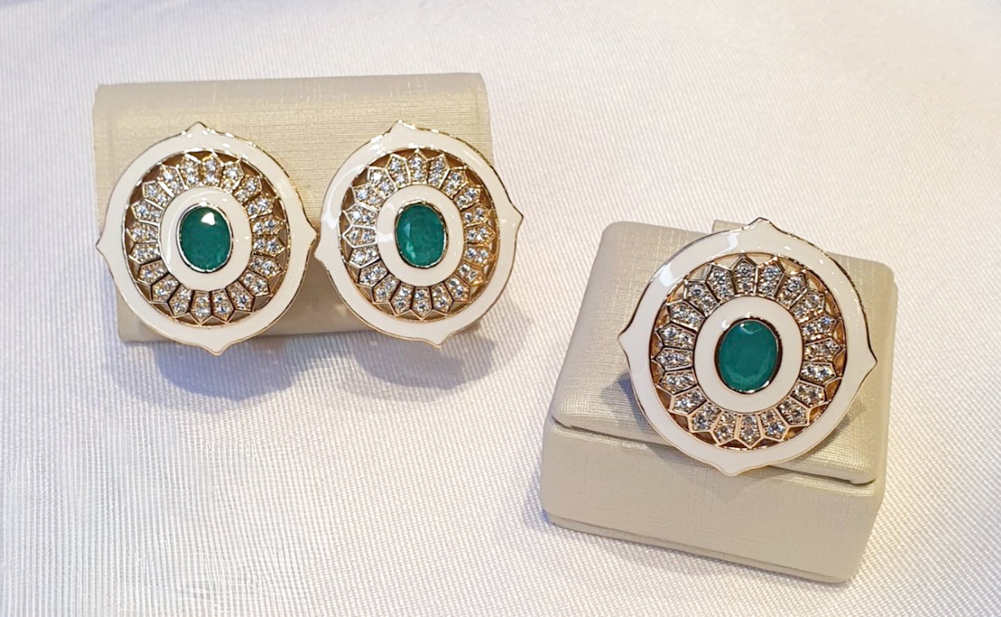 Conjunto - Conjunto Anel e Brinco resina Branco