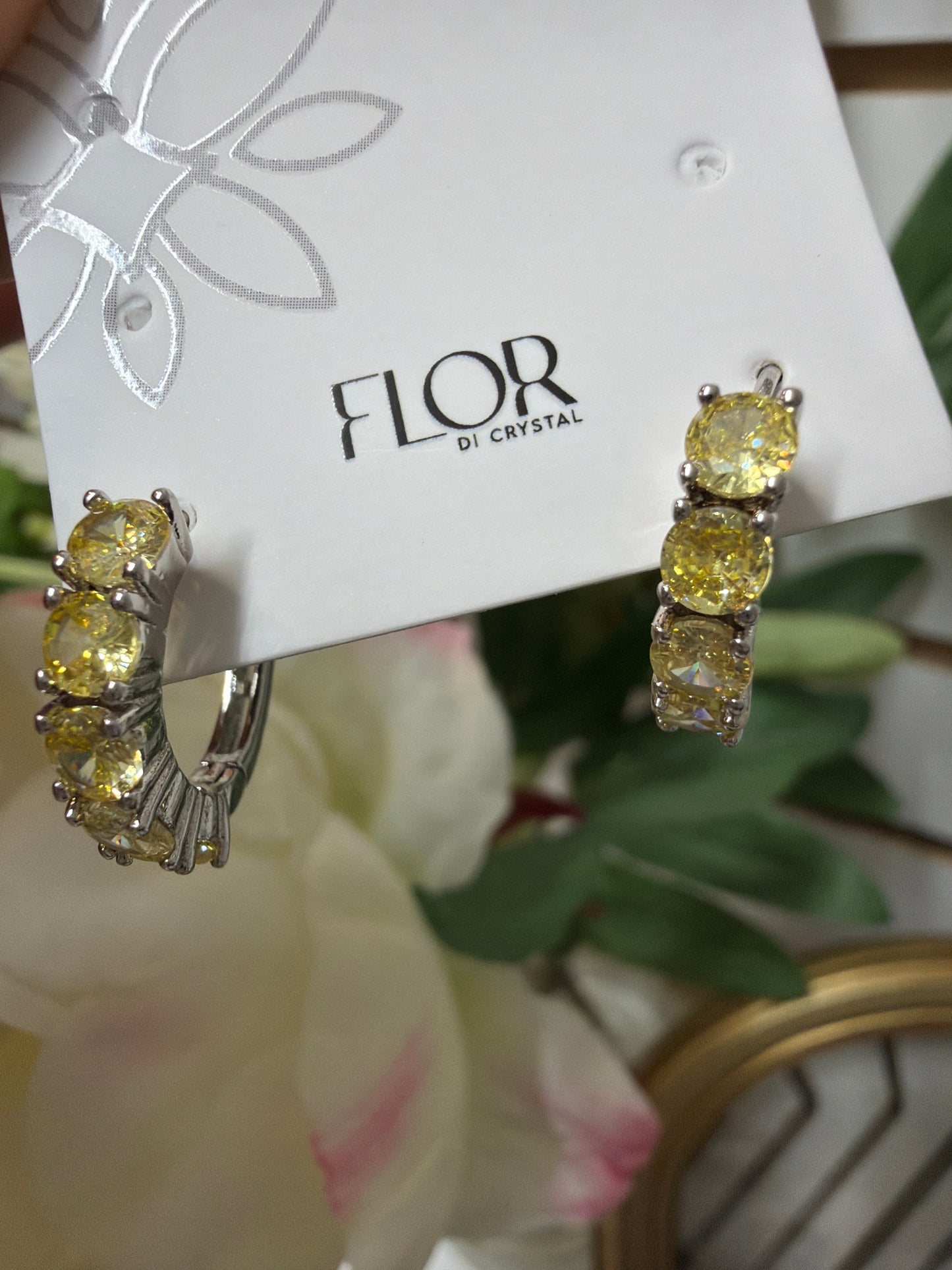 Brinco - Argola citrino Rodio branco