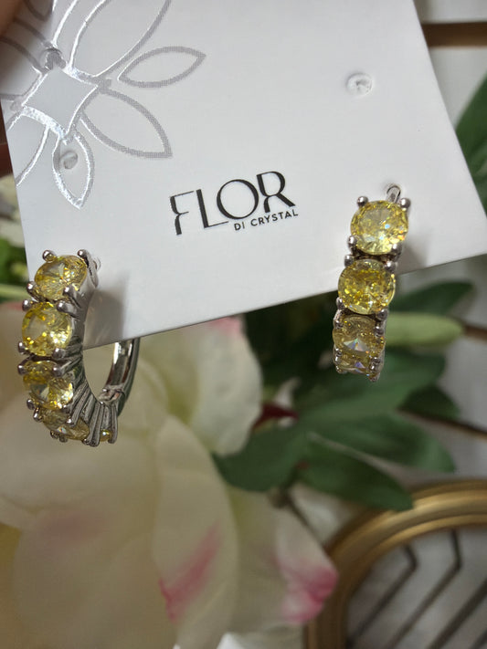 Brinco - Argola citrino Rodio branco