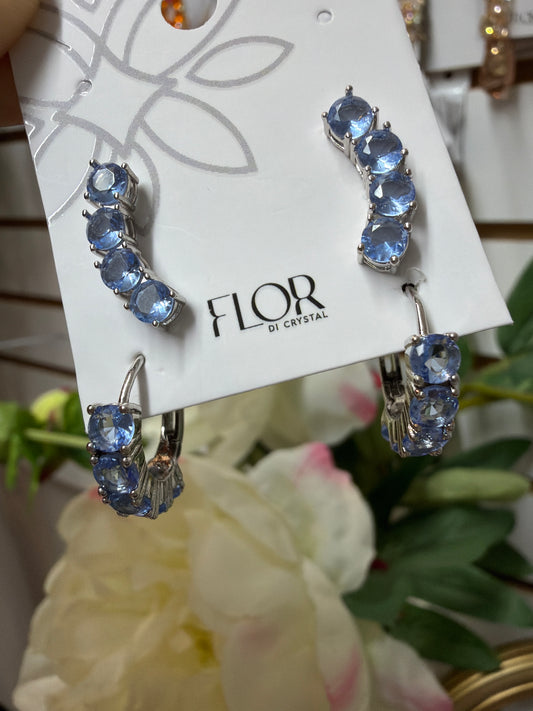 Brinco - Duo de Argola e Earcuff Tanzanita Banho Ródio