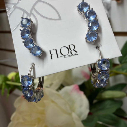 Duo de Argola e Earcuff Tanzanita Banho Ródio