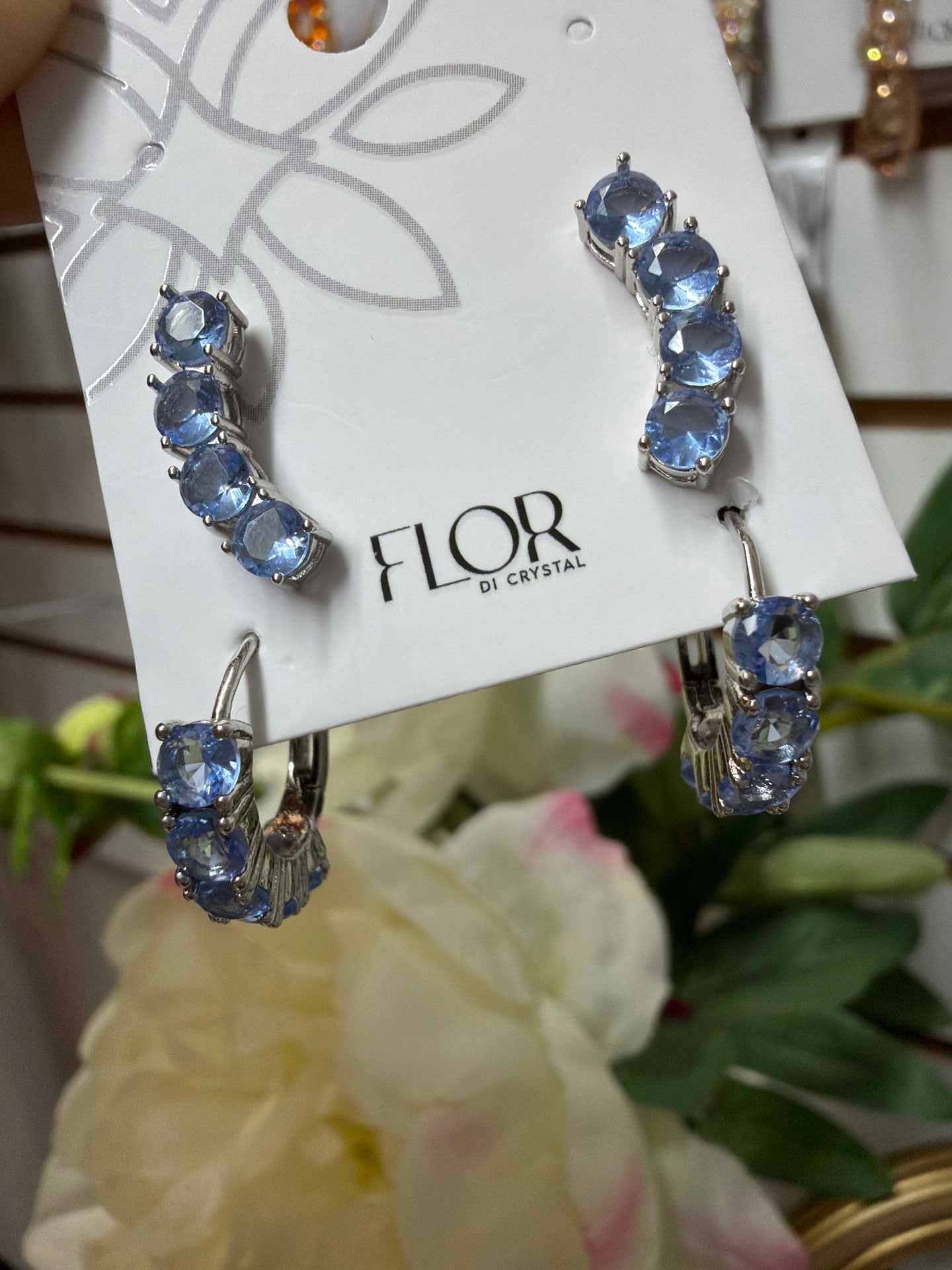 Duo de Argola e Earcuff Tanzanita Banho Ródio