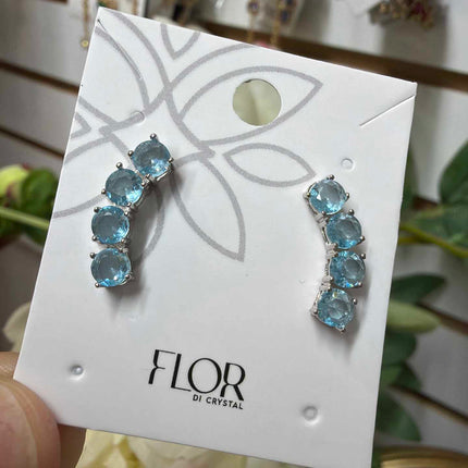 Earcuff aqua marine Banho Ródio