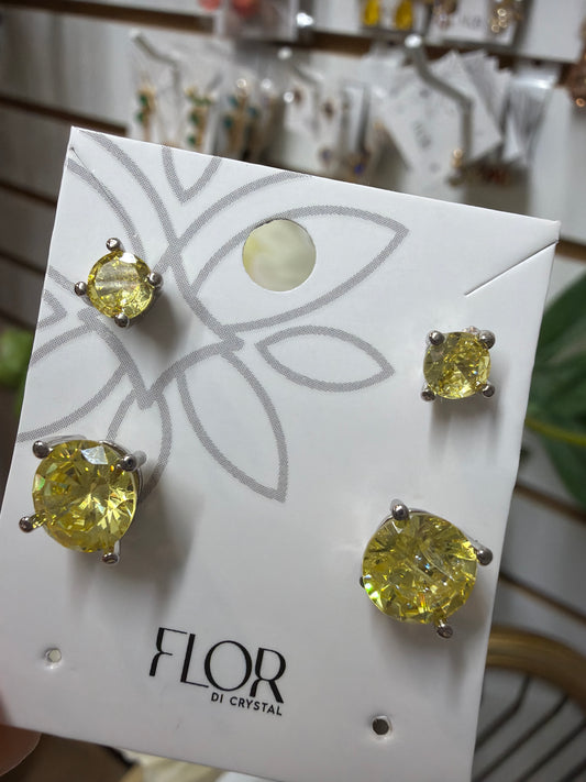 Brinco - Duo yellow Banho Ródio