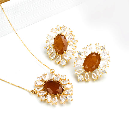 Conjunto Maxi Cravejado Cristal e Capuchino