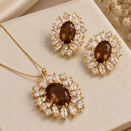 Conjunto Maxi Cravejado Cristal e Capuchino