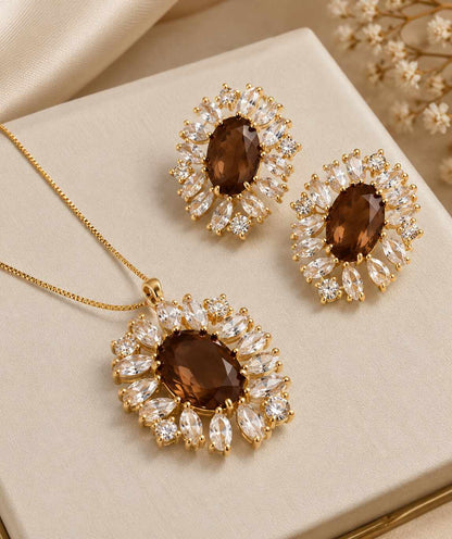 Conjunto Maxi Cravejado Cristal e Capuchino