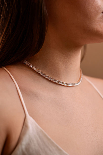 Luxury Baguette Cut Tennis Chain necklace
