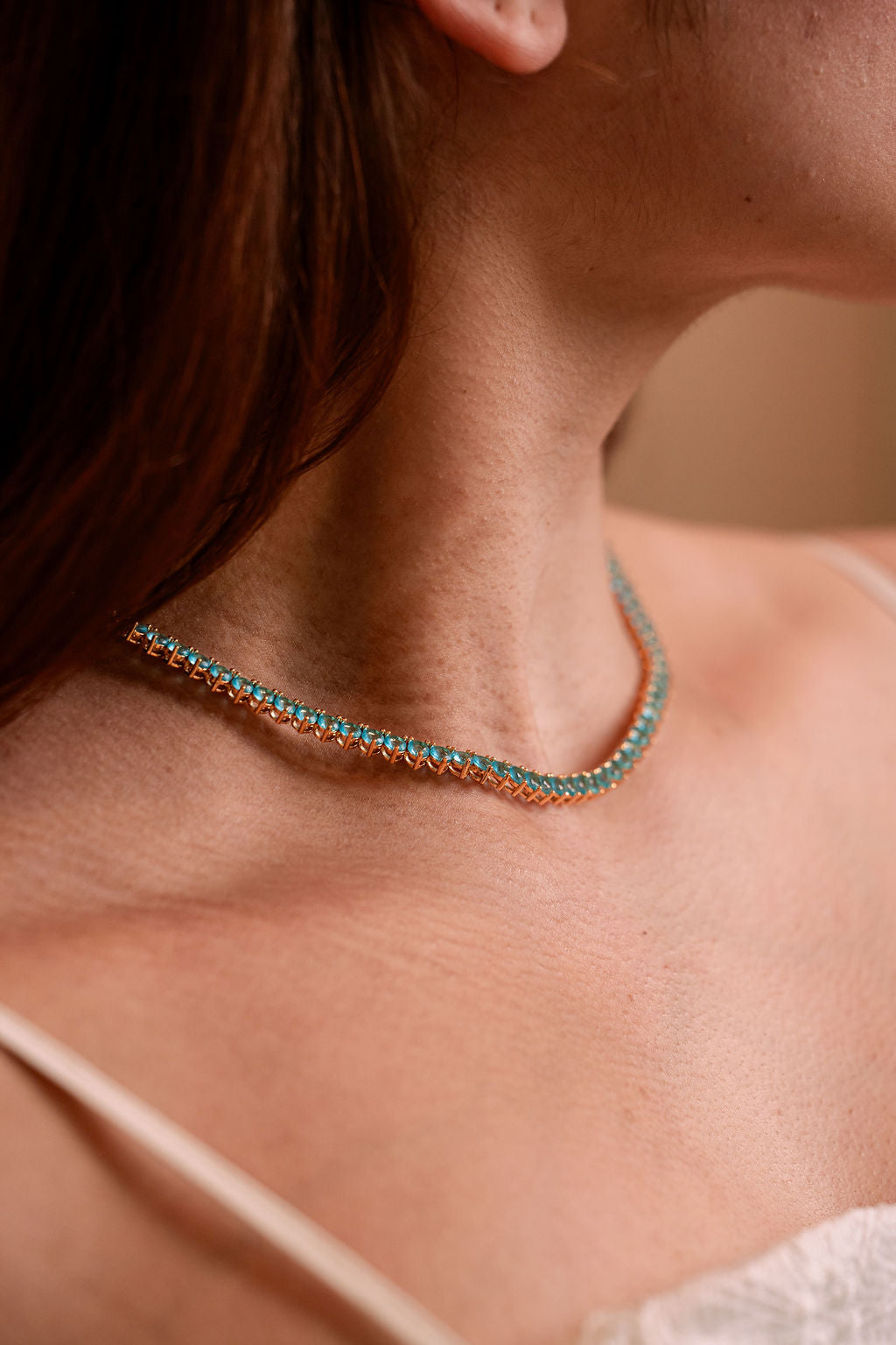 Rivieira 4 mm turquesa 18k plated
