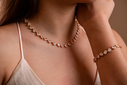 Spaced Teardrop 6mm Tennis Jewelry Set
