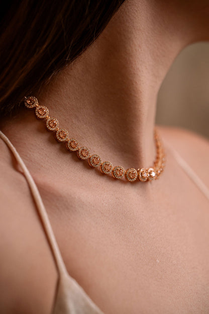 Swaroski Morganite tennis chain w earring