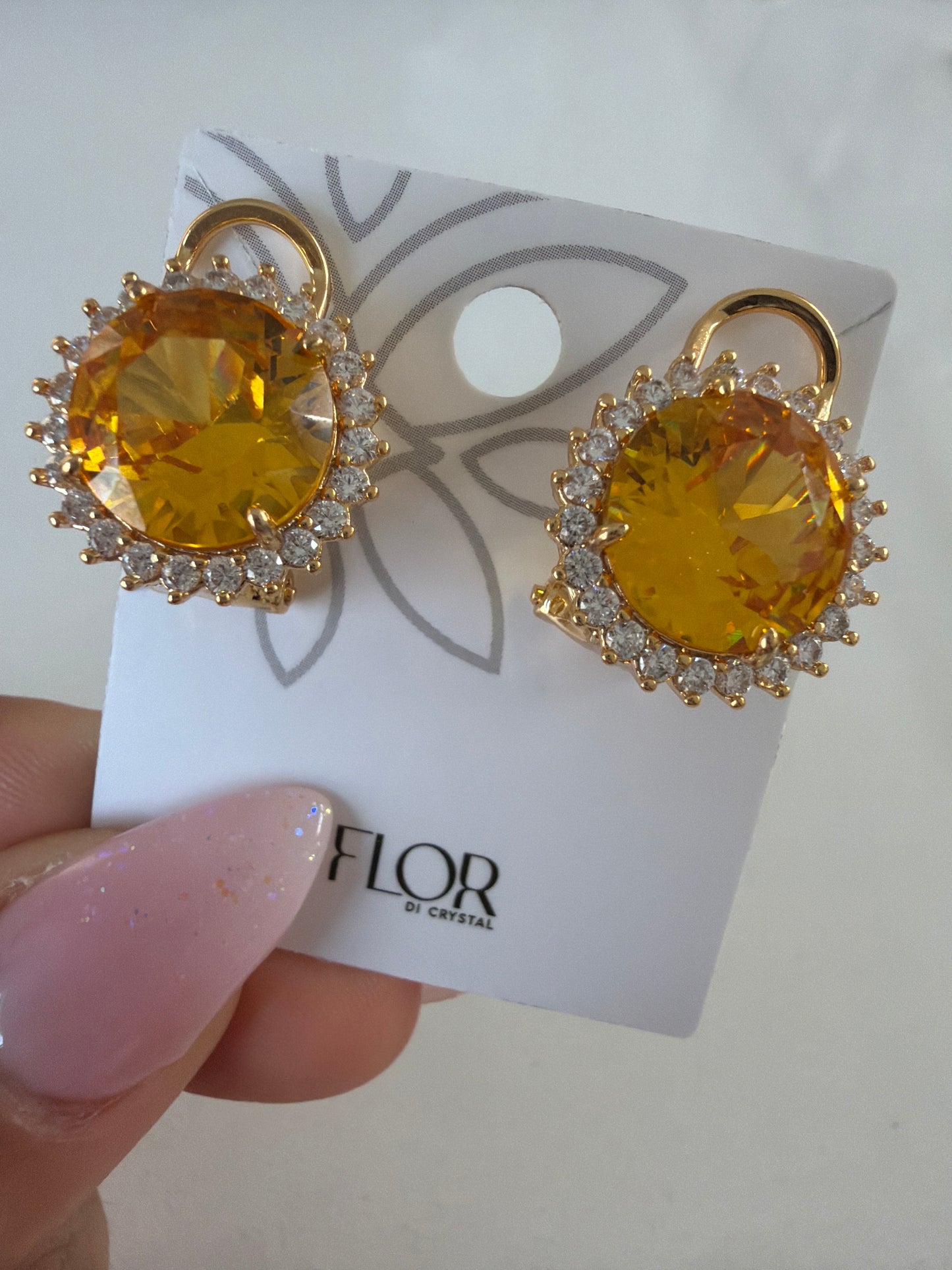 Large yellow Halo Stud Earrings