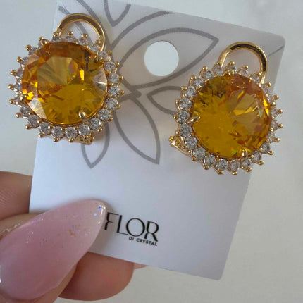 Large yellow Halo Stud Earrings