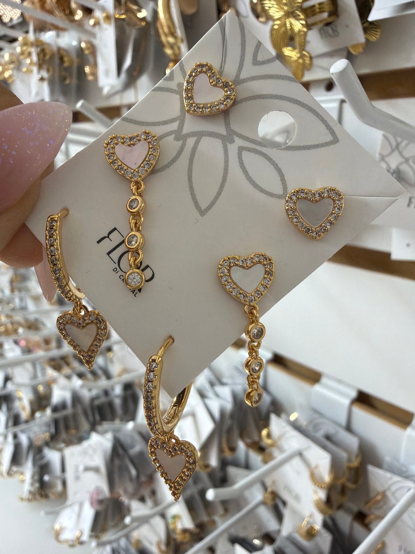 Trio of heart earings