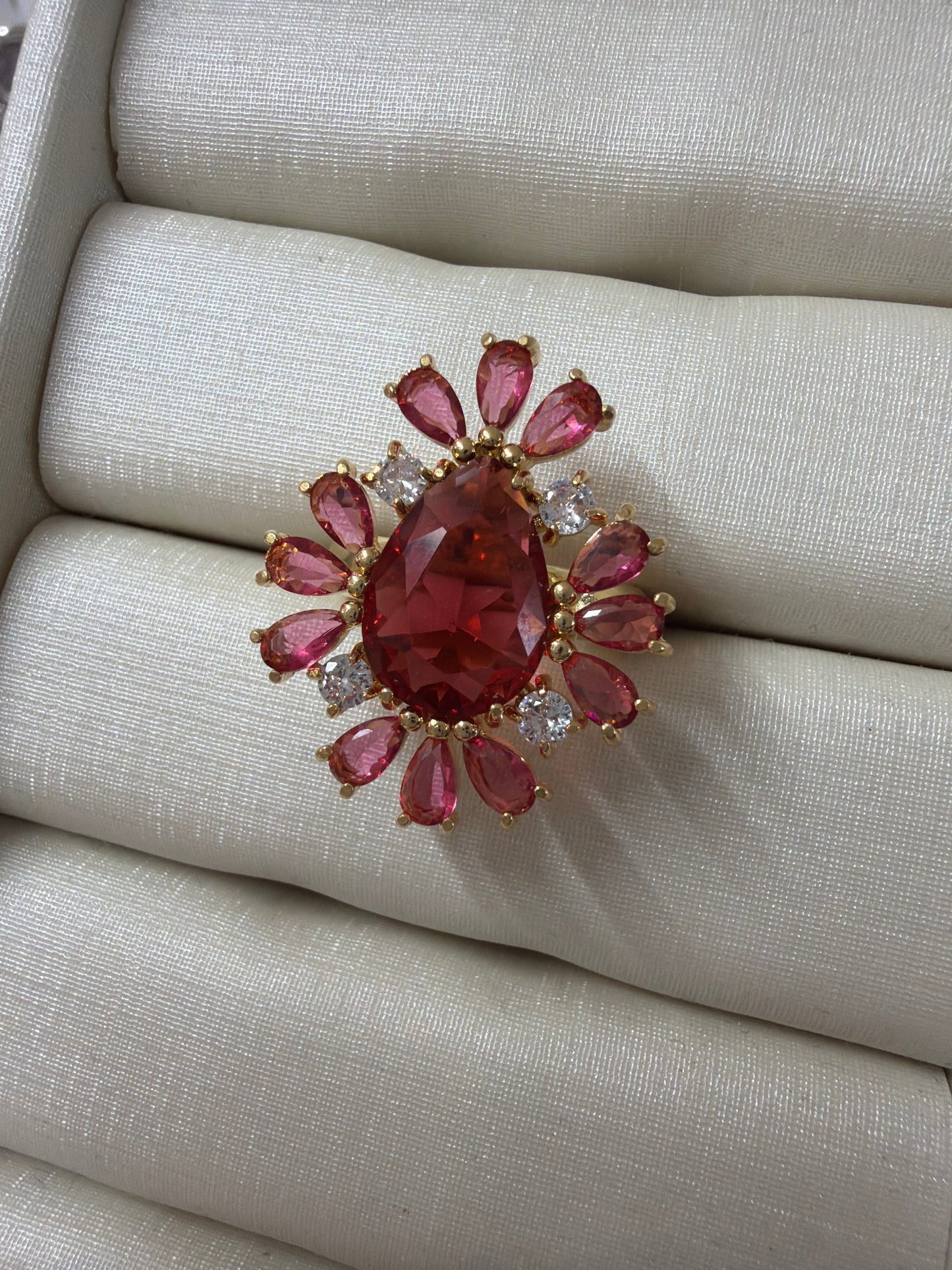 Anel - Anel cravejado Rubelita e zirconias #7