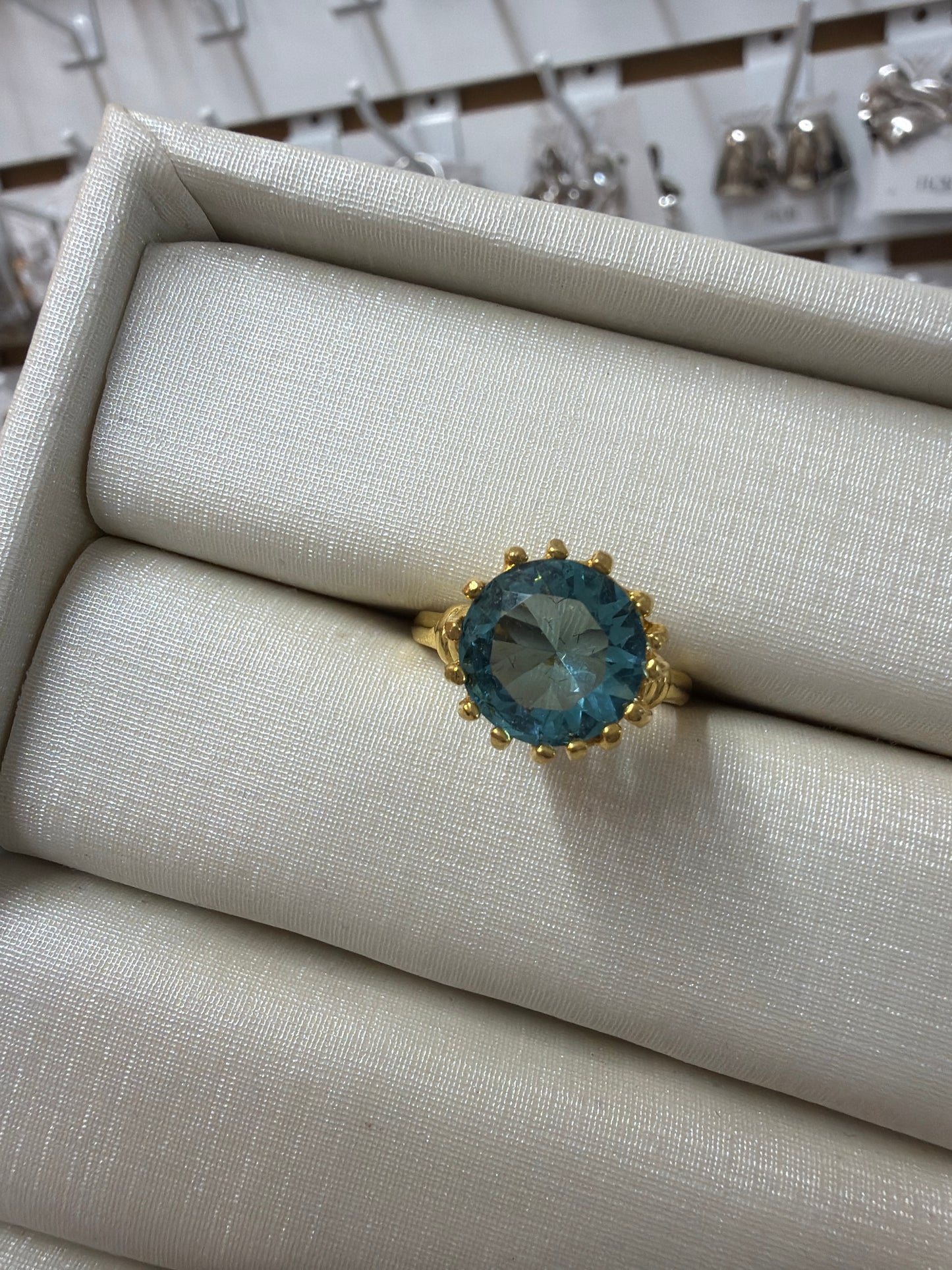 Anel - Anel solitario aqua