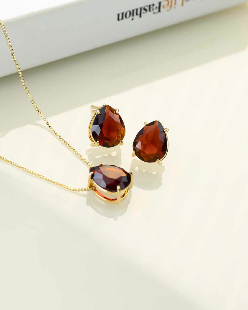 Luxury teardrop Coffee cz Necklace & Earring Set