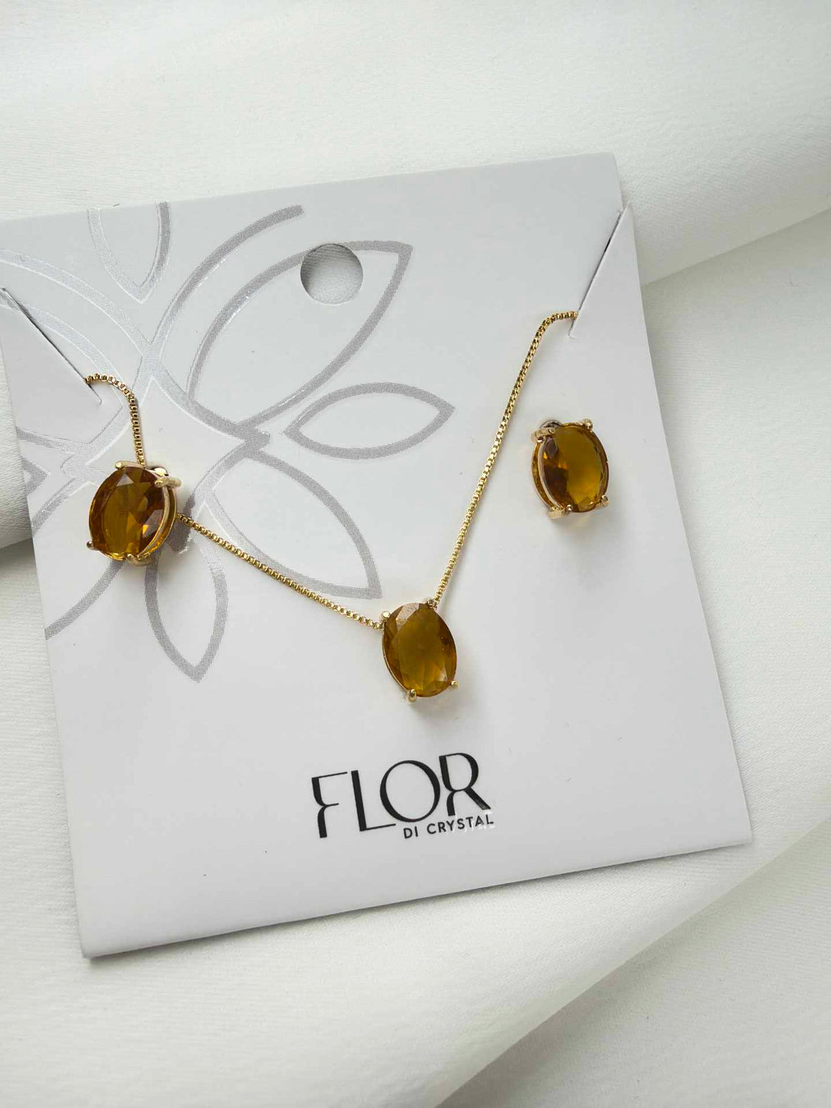Luxury Oval Ambar Brown Necklace & Earring Set