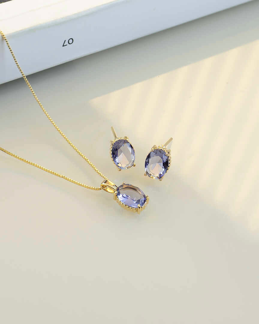 Luxury small oval purple cz Necklace & Earring Set 
