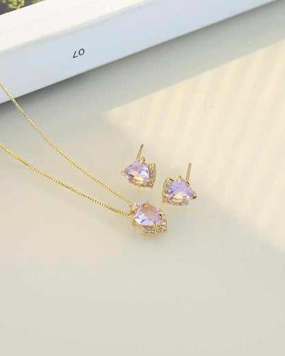 Luxury small baby punk heart  cz Necklace & Earring Set 