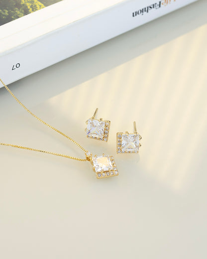 Luxury small  heart cz Necklace & Earring Set