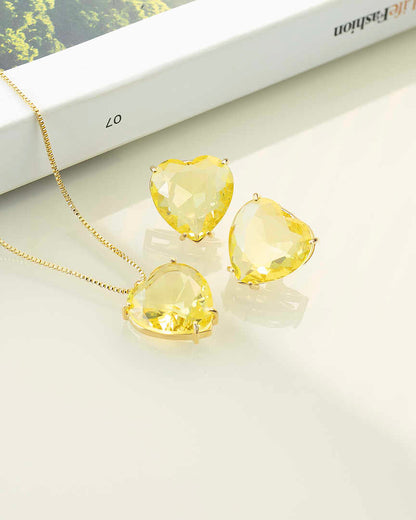 Luxury heart Yellow Necklace & Earring Set 