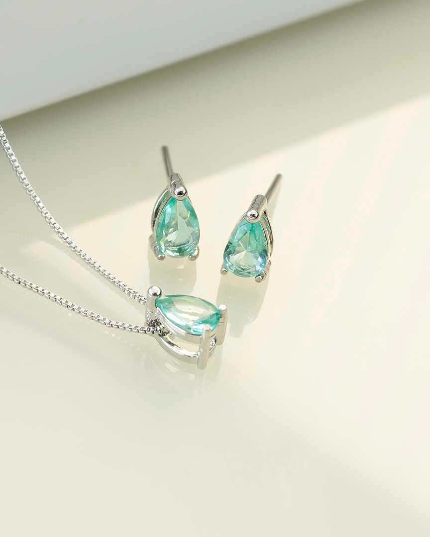 Small teardrop green  Necklace & Earring Set