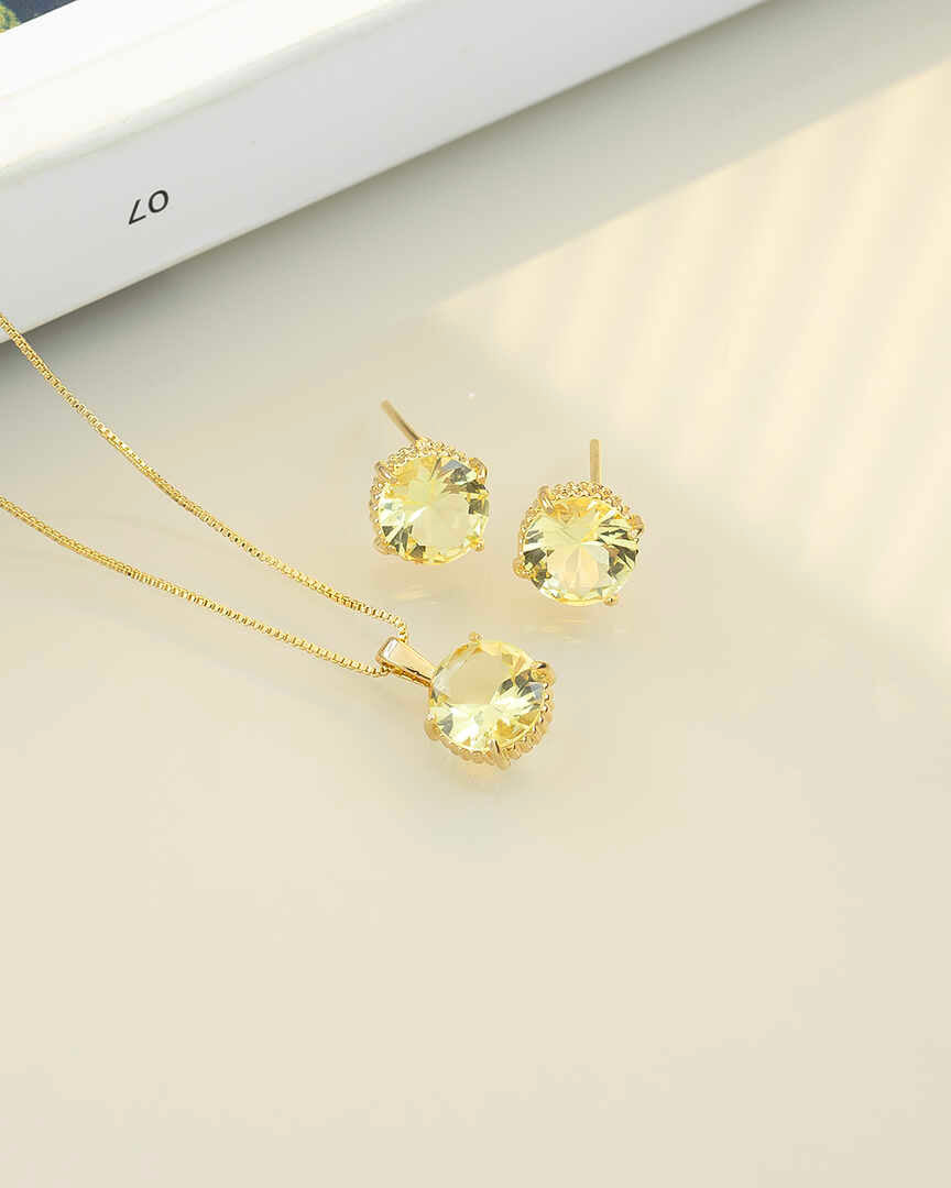 Small round yellow Necklace & Earring Set