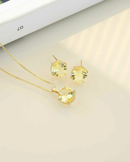 Small round yellow Necklace & Earring Set