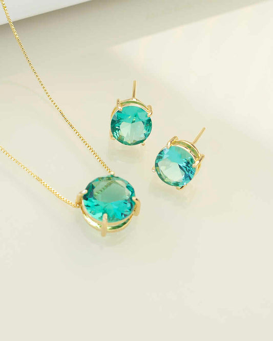 Small round green Necklace & Earring Set