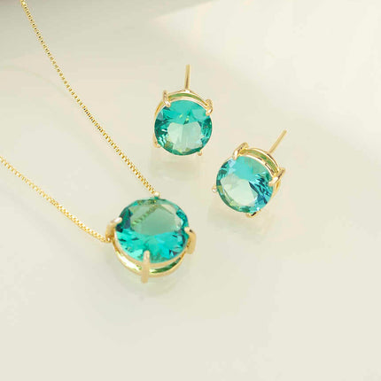 Small round green Necklace & Earring Set