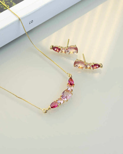 Luxury red cz Necklace & Earring Set 