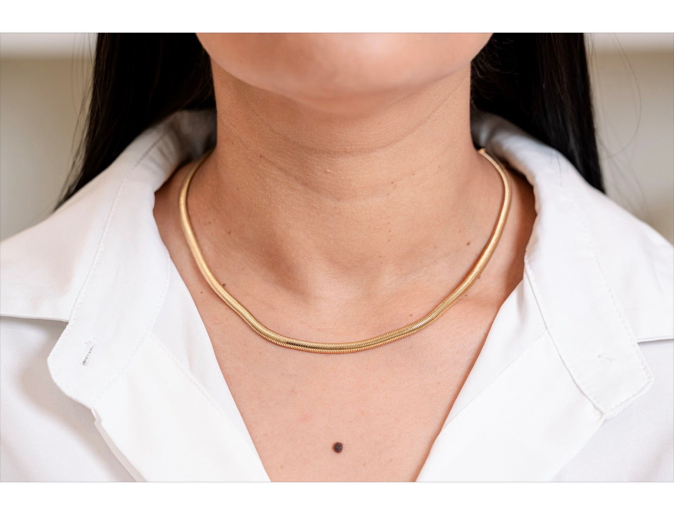 Flat Snake Chain Necklace rounded 