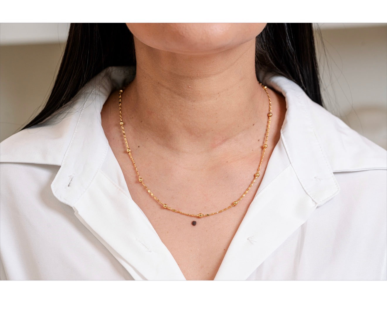 Delicate ball bead chain necklace 