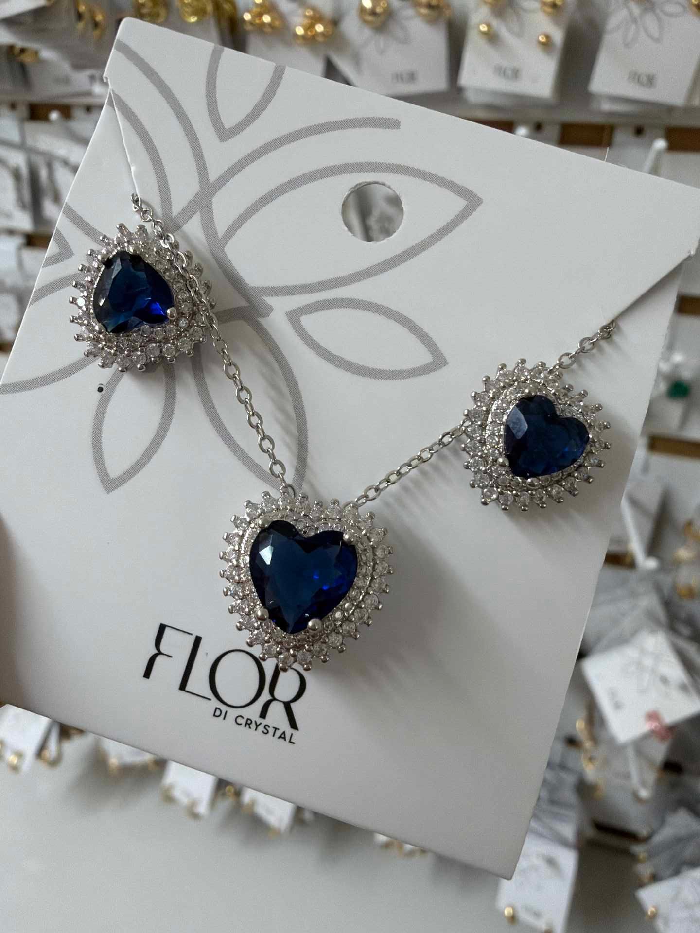 Safire Heart earing and necklace set with cz