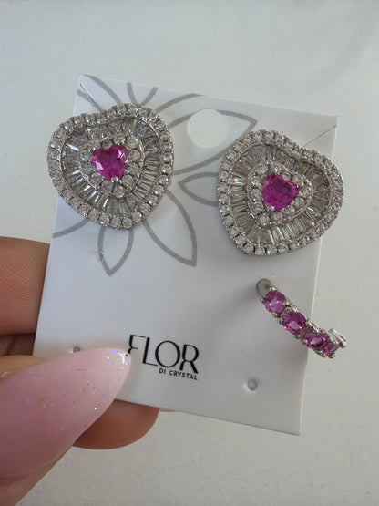 CZ Earring and pircing in cz and pink