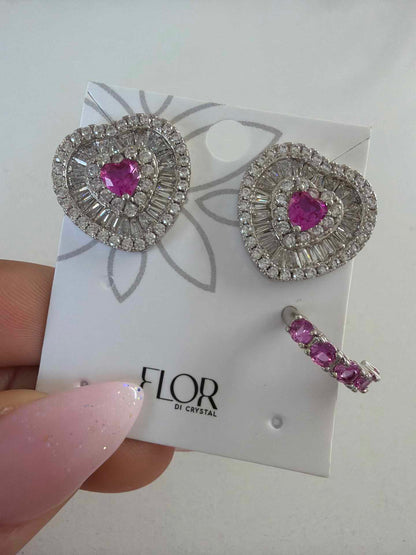 CZ Earring and pircing in cz and pink 