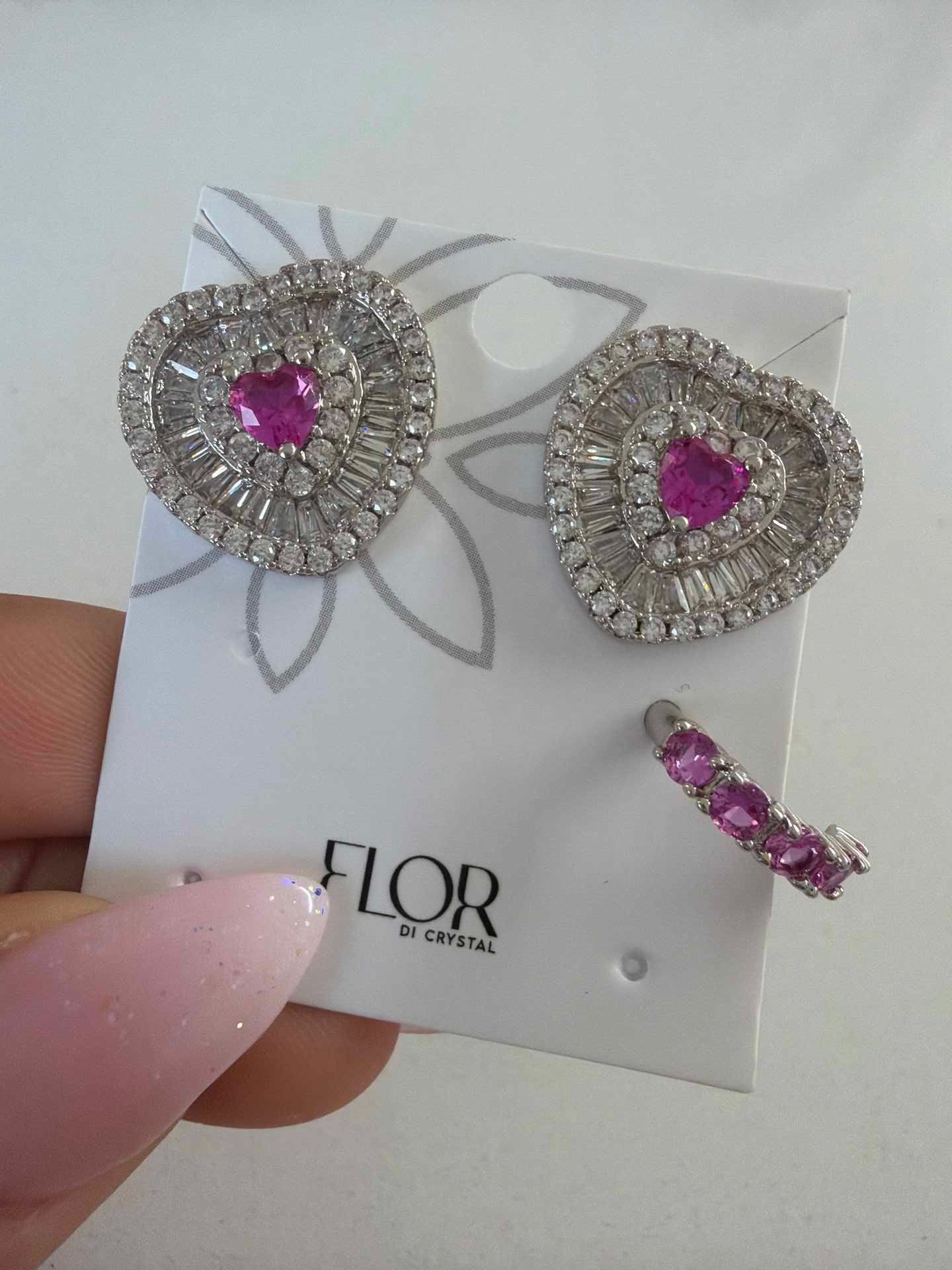 CZ Earring and pircing in cz and pink 