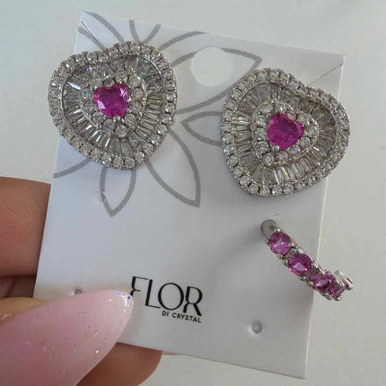 CZ Earring and pircing in cz and pink 