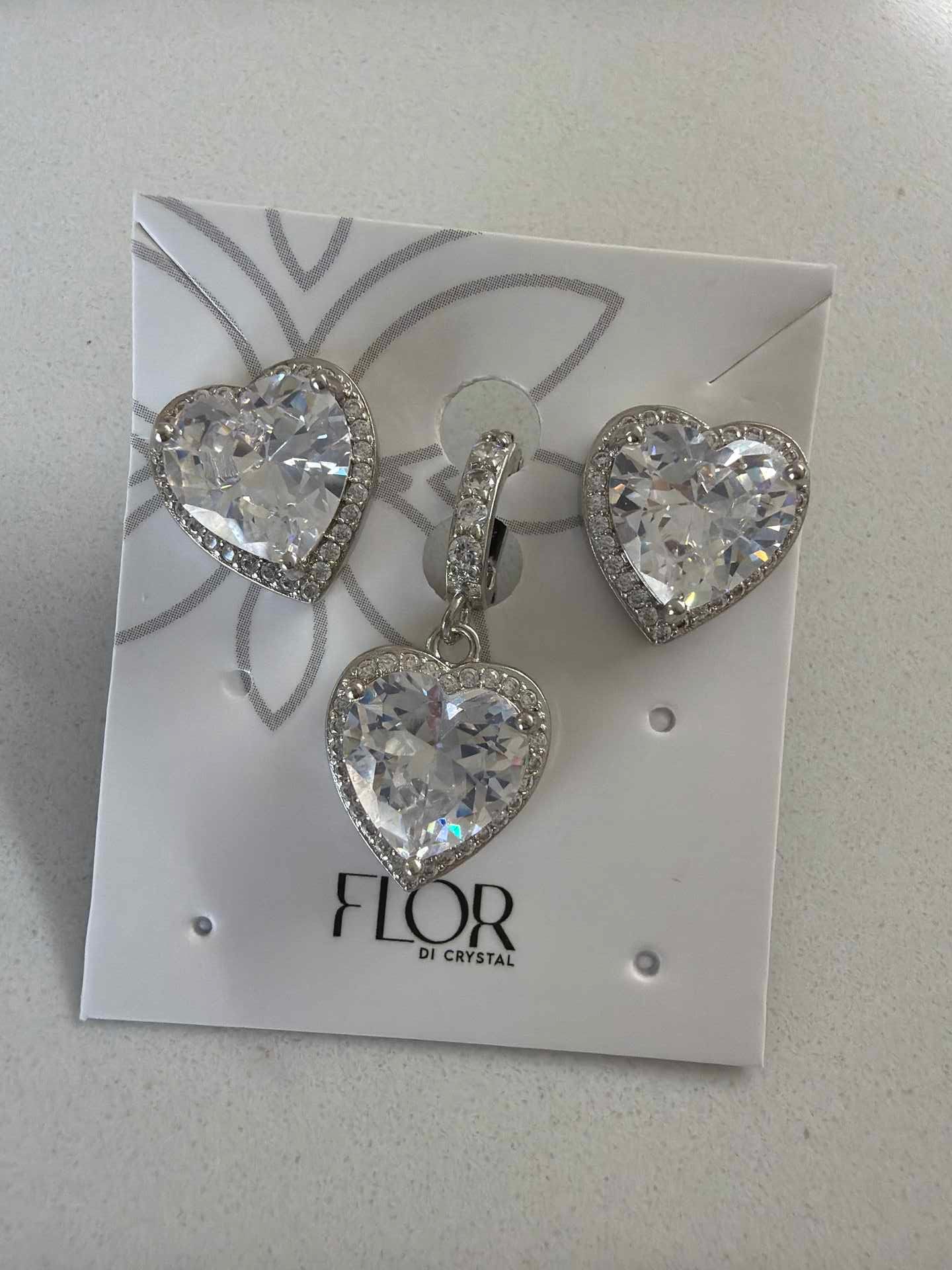 CZ Earring and tennis chain pendant clear  cz 