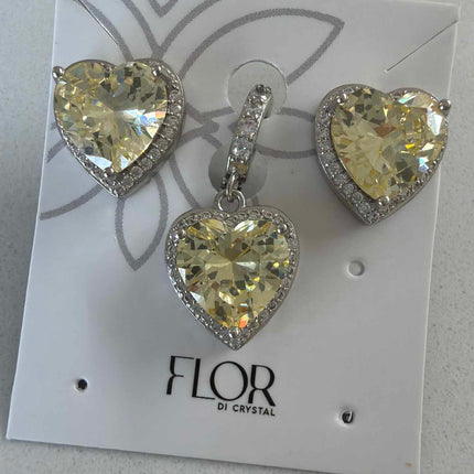 CZ Earring and tennis chain pendant yellow  cz 