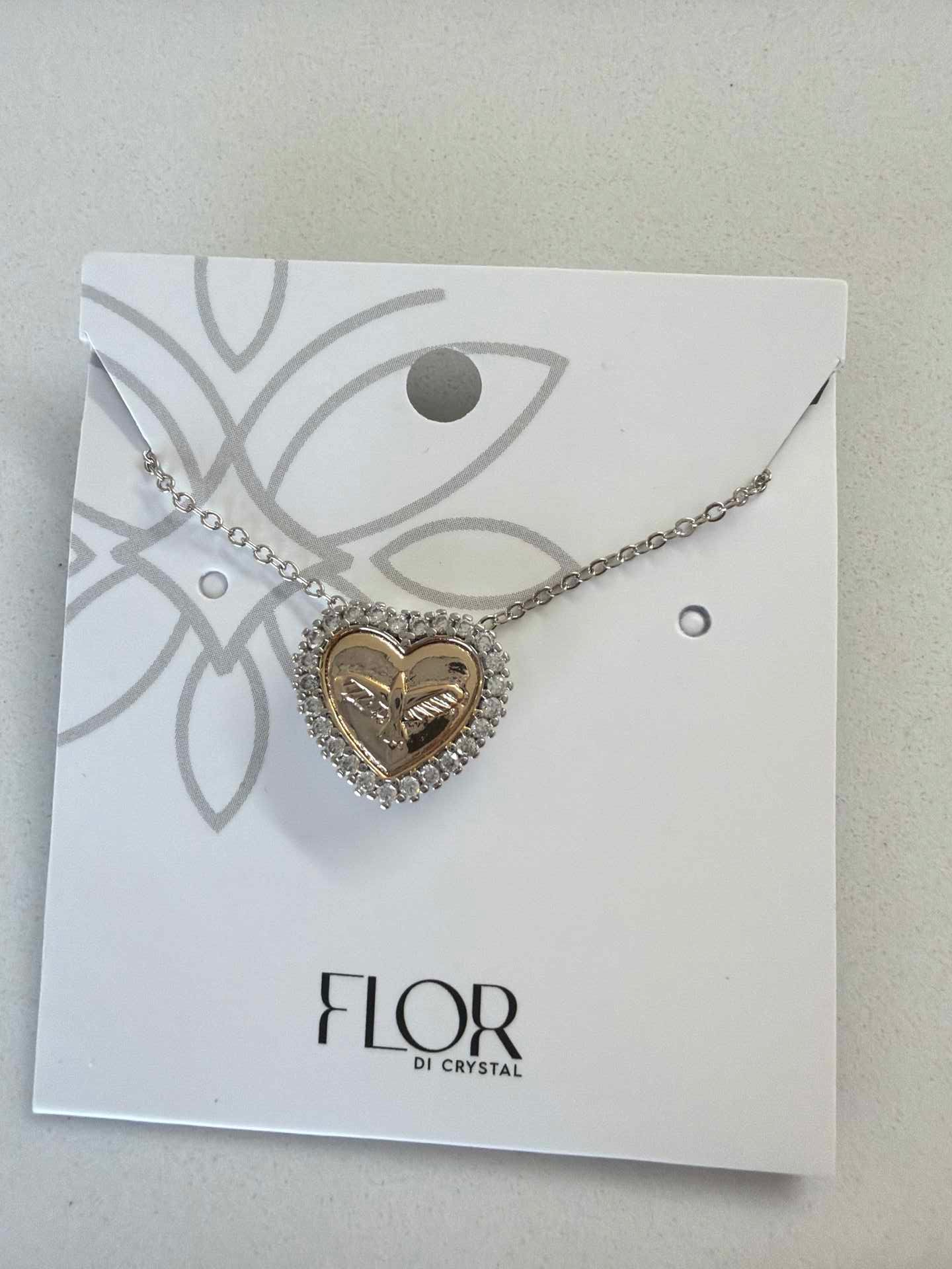 Heart Necklace with gold Holy Spirit detail 