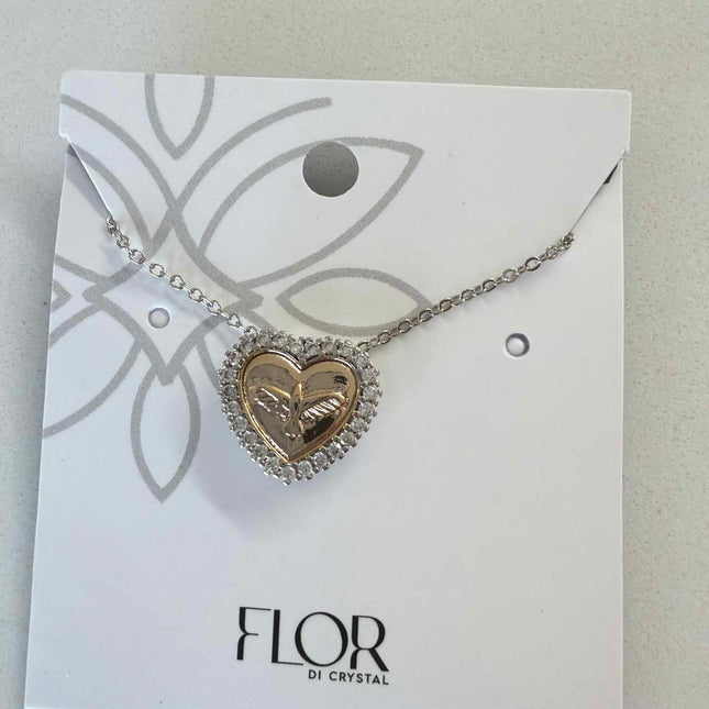 Heart Necklace with gold Holy Spirit detail 