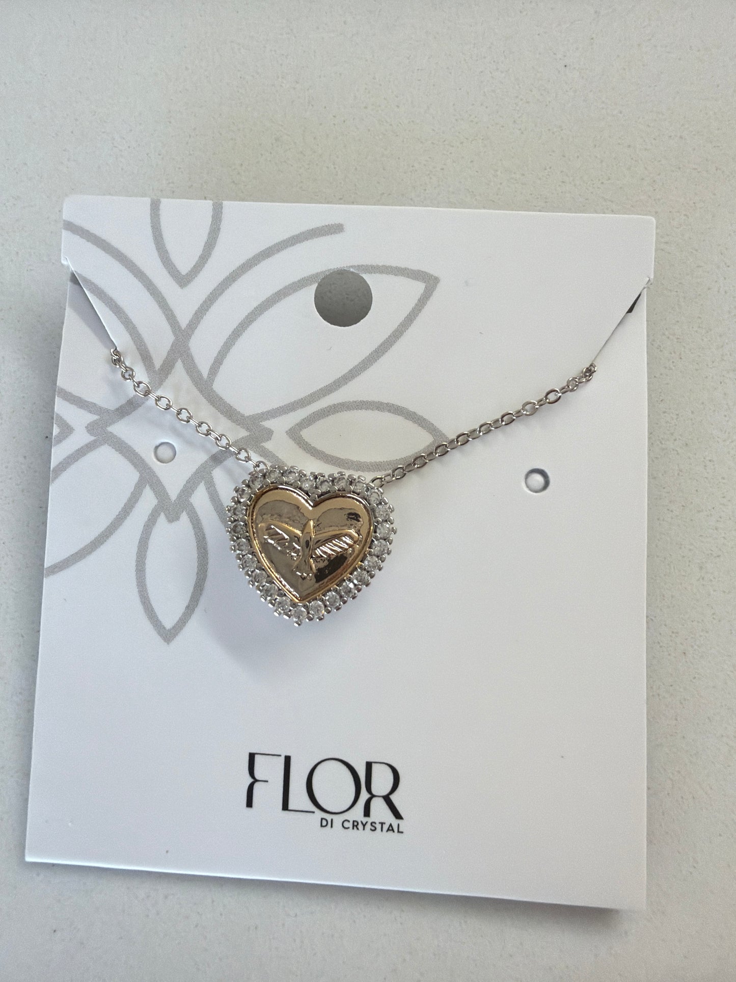 Heart Necklace with gold Holy Spirit detail