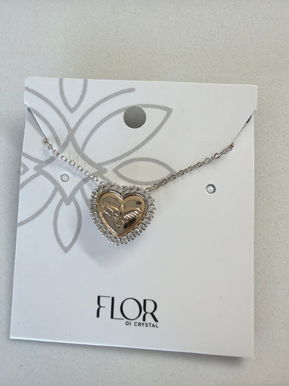 Heart Necklace with gold Holy Spirit detail