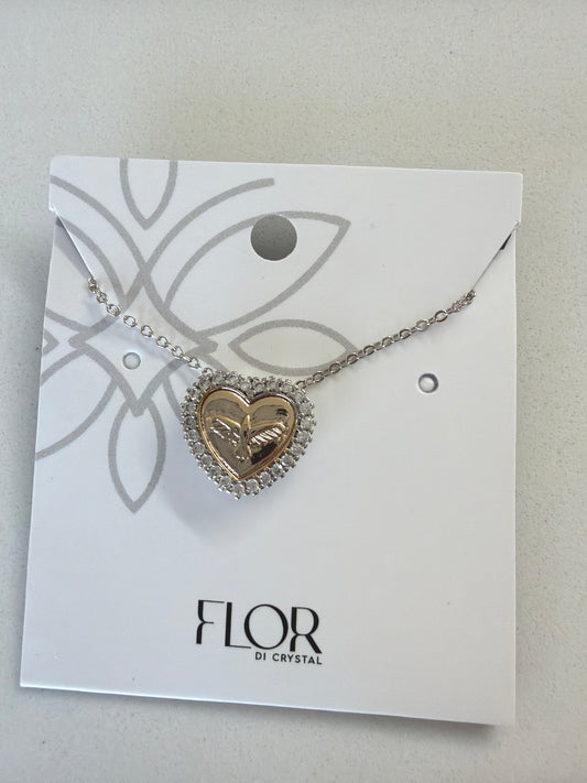Heart Necklace with gold Holy Spirit detail