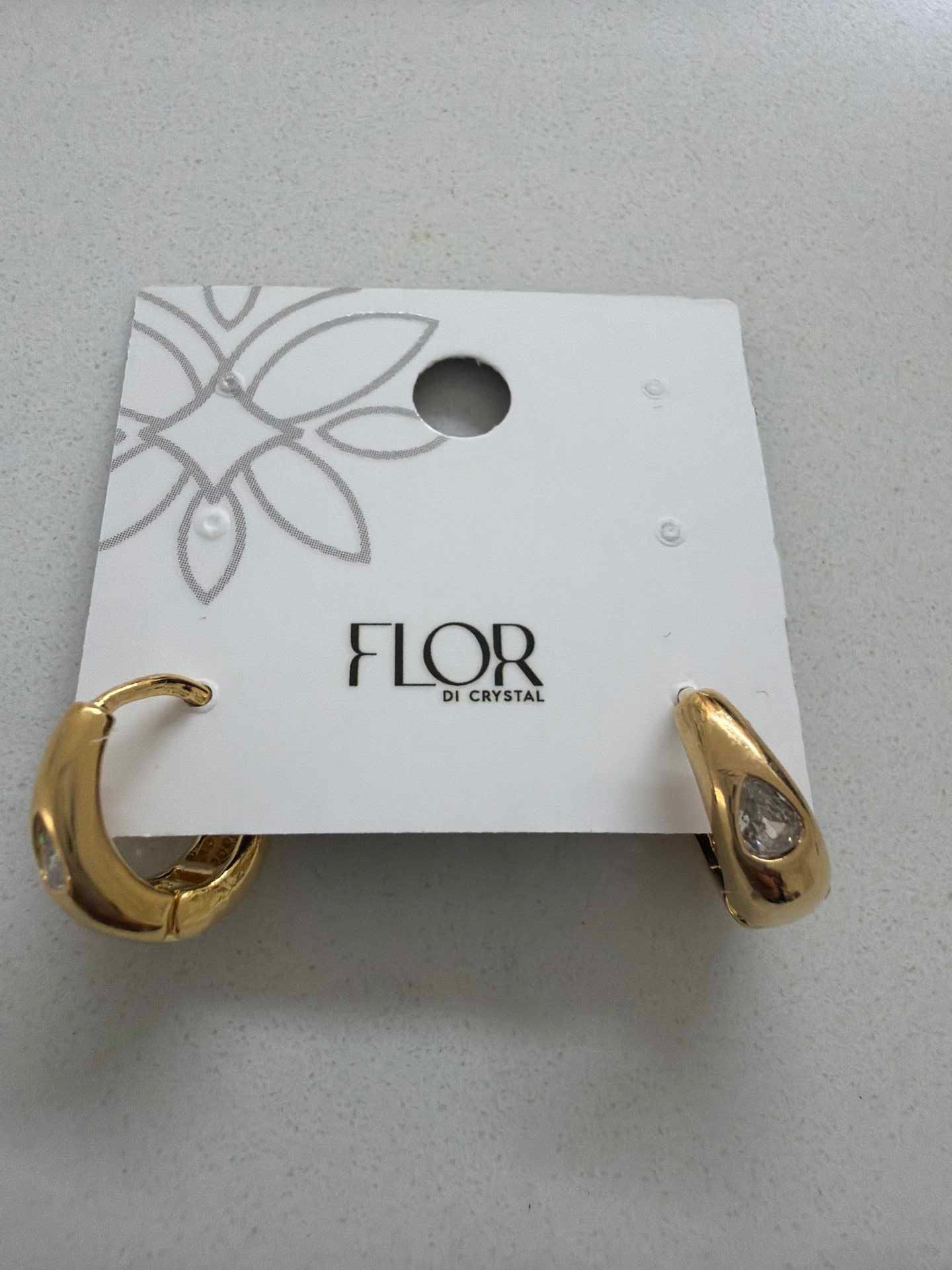 Small alongated hoops with teardrop cz